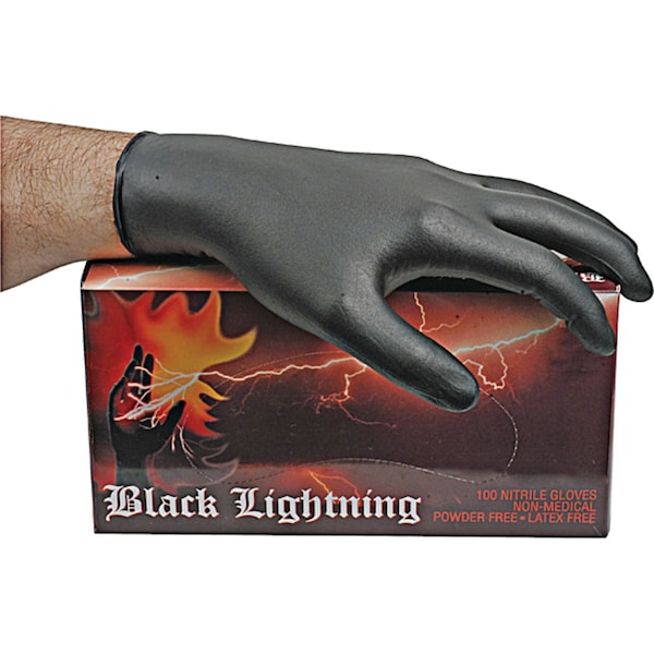 Db Electrical Black Lightning, Nitrile Disposable Gloves, 5.2 mil Palm , Nitrile, L, 100 PK, Black 900-81001 - main